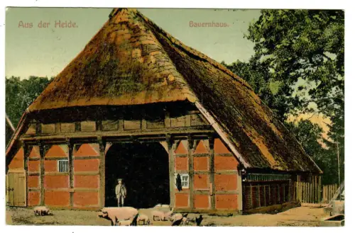 AK  Lüneburger Heide, Bauernhaus Gedicht Gruss aus der Heide, 11073
