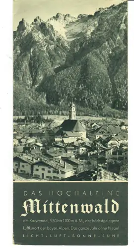 Reiseprospekt Mittenwald, Bayern,  und Wohnungsliste, 1933, 470