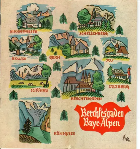 Reiseprospekt Berchtesgaden , 1935, signiert Fritz Richter, 543