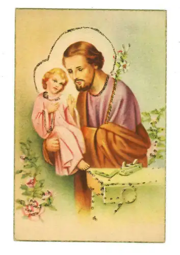 Glitzer AK Heiliger Josef mit Jesuskind, 20051