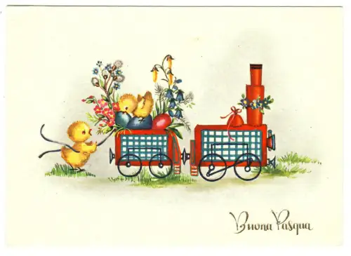 AK Ostern, Küken mit Ostereier Zug, 20172