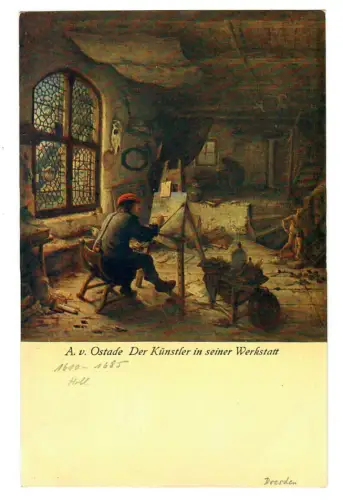 Künstler AK Adriaen van Ostade: Der Künstler in seiner Werkstatt, 30644
