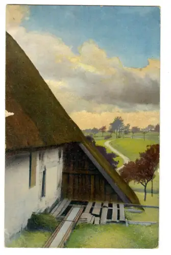 Künstler AK, Photochromie, Bauernhof mit Schilfdach, DO&N 1749, 30607