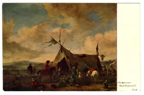 Künstler AK P. Wouwerman: Marketenderzelte, Reiter, Julius Bard,30342