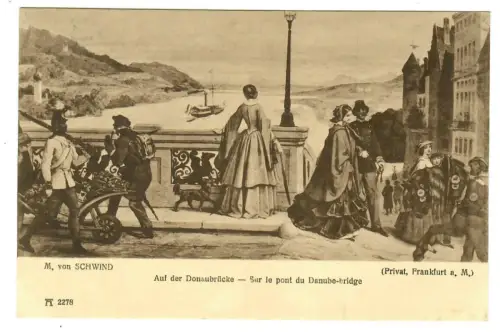 Künstler AK Moritz von Schwind: Auf der Donaubrücke, Ackermann - 30415