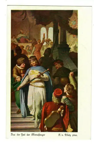 Künstler AK Ferdinand Piloty: Aus der Zeit der Minnesänger, Uvachrom, 30259