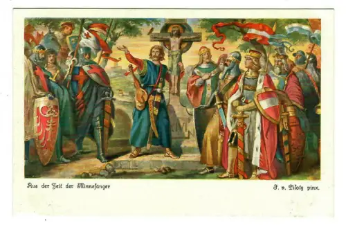 Künstler AK Ferdinand Piloty: Aus der Zeit der Minnesänger, 30256