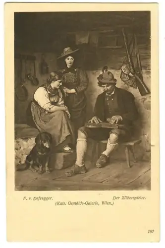 Künstler AK Franz von Defregger, Der Zitherspieler, Löwy Wien, 30442