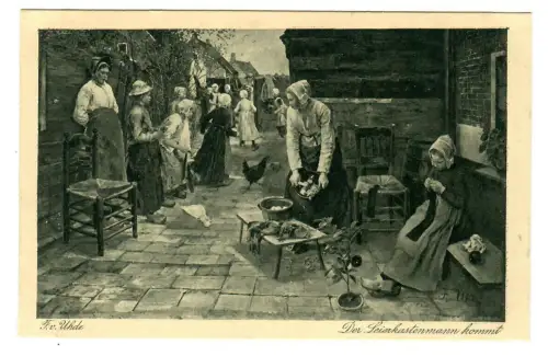 Künstler AK Fritz von Uhde: Der Leierkastenmann kommt, Wiechmann - 30385