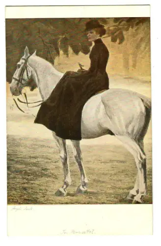 Künstler AK Angelo Jank: Im Damensattel "Jugend" Postkarte -30282