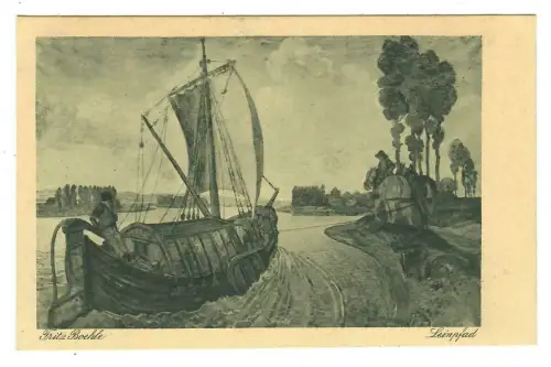 Künstler AK Fritz Boehle Leinpfad, Treidelpfad, Wiechmann, 30132