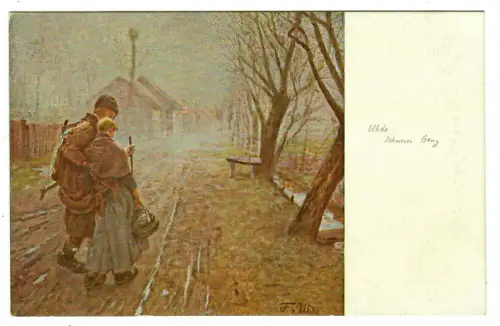 Künstler AK Fritz von Uhde: Schwerer Gang - "Jugend" Postkarte -30287