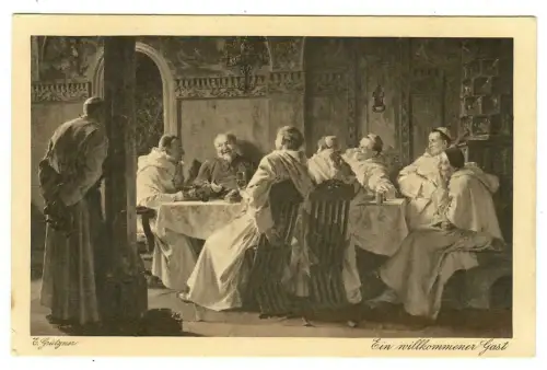 Künstler AK Eduard Grützner: Ein willkommener Gast, Wiechmann. 30174