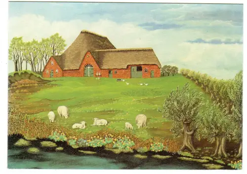 Künstler AK Lore Steiner - Bauernhof mit Schafen - 30311