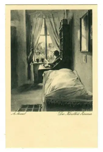 Künstler AK, Adolph Menzel: Des Künstlers Zimmer, Wiechmann, 30126