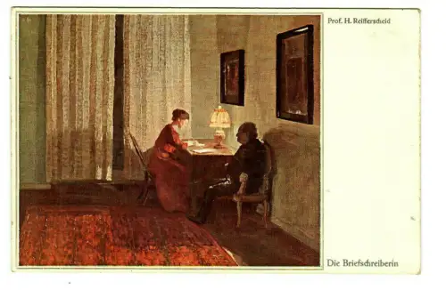 Künstler AK Prof. H. Reifferscheid Die Briefschreiberin Primus Postkarte, 30011