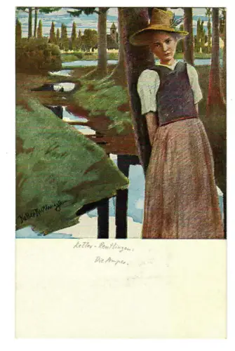 Künstler AK Die Amper "Jugend" Postkarte Keller-Reutlingen -30261