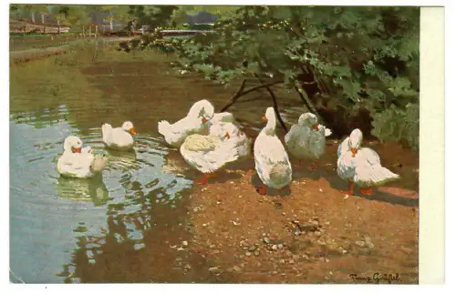 Künstler AK Franz Gräßl: Am Ententeiche "Jugend" Postkarte -30283
