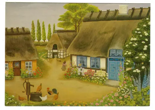 Künstler AK Gerda Becks - Bauernhof mit Hühnern - 30307