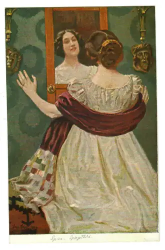 Künstler AK Eugen Spiro - Spiegelbild  "Jugend" Postkarte -30269