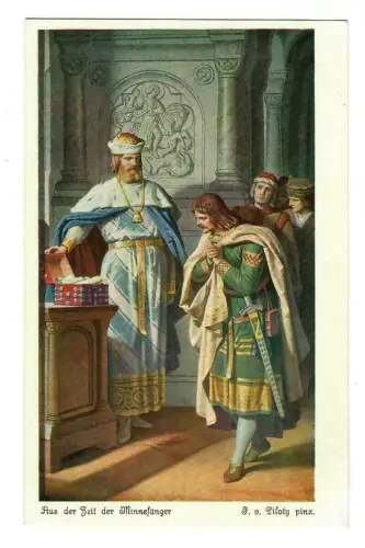 Künstler AK Ferdinand Piloty: Aus der Zeit der Minnesänger, Uvachrom, 30257