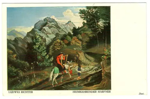 Künstler AK Ludwig Richter: Heimkehrender Harfner , Julius Bard Berlin, 30339