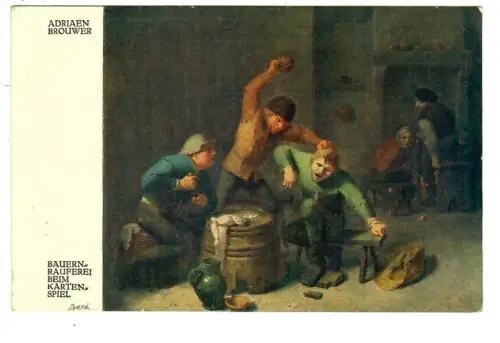 Künstler AK Adriaen Brouwer: Bauernrauferei beim Kartenspiel, 30632