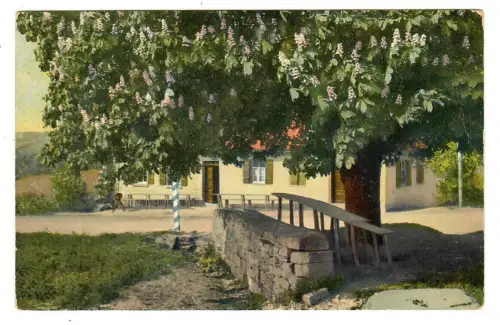 Künstler AK, blühender Kastanienbaum  auf dem Bauernhof, DO&N 1918, 30601