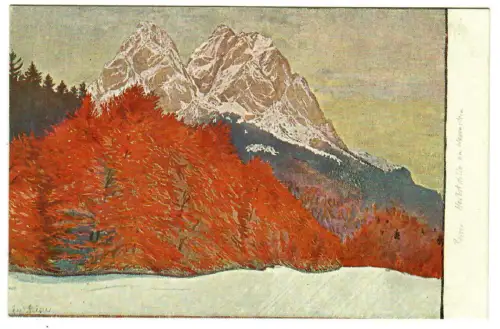 Künstler AK Carl Reiser - Herbststille am Waxenstein "Jugend" Postkarte -30267