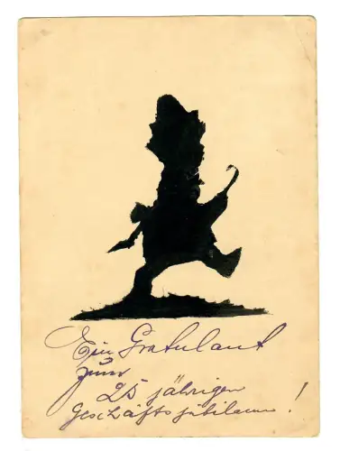 AK Scherenschnitt, Schattenbild, Wanderer, 11910