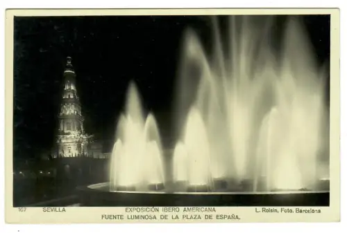 AK Sevilla, Exposition Ibero Americana, Fuente Luminosa, 10936