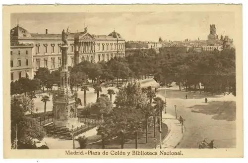 AK Madrid, Plaza de Colon, Bibliotheca Nacional, 10970