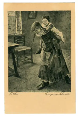 Künstler AK Fritz von Uhde: Die grosse Schwester, Wiechmann - 30387
