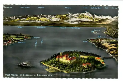 AK Insel Mainau im Bodensee mit Schweizer Alpen - 10297