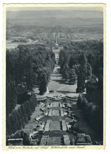 AK Kassel Wilhelmshöhe, Blick vom Herkules auf Schloß und Kassel, 11343
