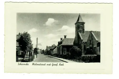 AK Scheemda - Molenstraat met Geref. Keck - Holland/ Niederlande, 10107