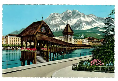 AK Luzern, Kapellbrücke und Pilatus - 10346
