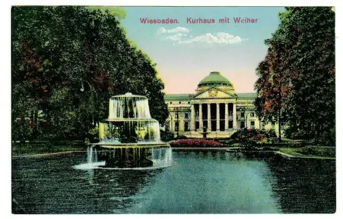 AK Wiesbaden - Kurhaus mit Weiher, 10060