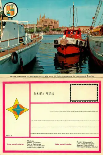 AK Palma Mallorca, Hafen und Kathedrale, Typisches Landhaus, Doppelkarte, 10958