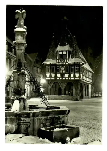 AK Michelstadt, Marktplatz an einem Winterabend, 10184
