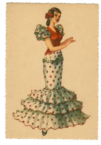 AK Spanische Tracht,  Frau in regionaltypische Kleidung von Sevilla, 20095