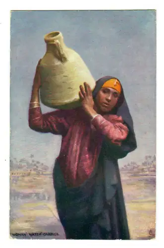 AK Ägypten, Wasserträgerin, Frau mit Krug, Wüste,  20084