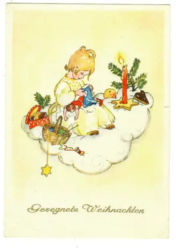 AK Weihnachten, Mädchen mit Puppen, Kerze, 20234