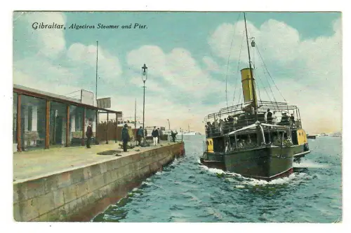 AK Gibraltar, Pier mit algerischem Dampfer, 10153
