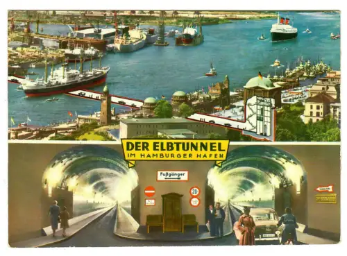 AK Hamburg, Elbtunnel, Hafen, 11167