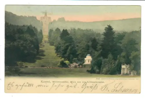 AK Kassel, Wilhelmshöhe, Blick von der Schlossterrasse, 11935