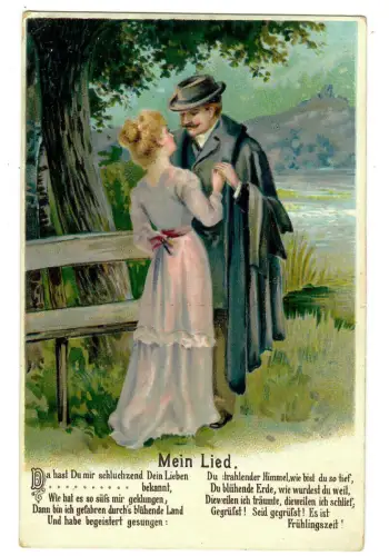 Liedpostkarte,Präge AK, Liebespärchen, Mein Lied, 30576