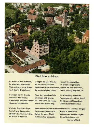 AK Hirsau, Teilansicht mit Gedicht , Die Ulme zu Hirsau, 10396