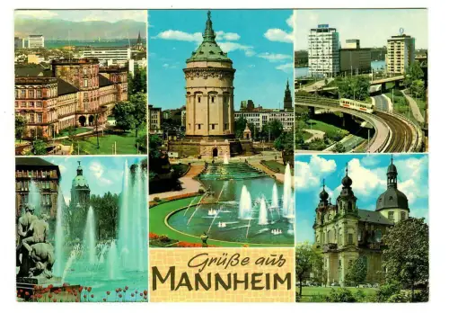 AK Mannheim, Wasserturm, Schloß, Mehrbildkarte,10187