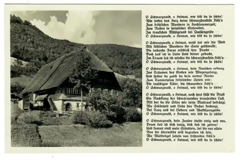 AK Schwarzwaldhaus Liederkarte, Schwarzwaldlied, 10830